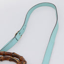 GUCCI Bamboo Hand Bag Leather 2way Light Blue Gold 323660 Auth LN229A-10