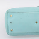 GUCCI Bamboo Hand Bag Leather 2way Light Blue Gold 323660 Auth LN229A-12