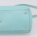 GUCCI Bamboo Hand Bag Leather 2way Light Blue Gold 323660 Auth LN229A-13