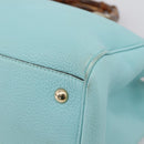 GUCCI Bamboo Hand Bag Leather 2way Light Blue Gold 323660 Auth LN229A-14