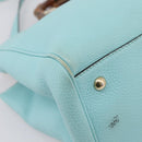 GUCCI Bamboo Hand Bag Leather 2way Light Blue Gold 323660 Auth LN229A-15