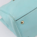 GUCCI Bamboo Hand Bag Leather 2way Light Blue Gold 323660 Auth LN229A-17