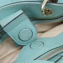 GUCCI Bamboo Hand Bag Leather 2way Light Blue Gold 323660 Auth LN229A-20