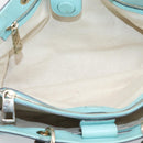 GUCCI Bamboo Hand Bag Leather 2way Light Blue Gold 323660 Auth LN229A-21