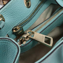 GUCCI Bamboo Hand Bag Leather 2way Light Blue Gold 323660 Auth LN229A-27