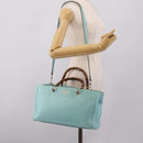 GUCCI Bamboo Hand Bag Leather 2way Light Blue Gold 323660 Auth LN229A-31