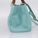 GUCCI Bamboo Hand Bag Leather 2way Light Blue Gold 323660 Auth LN229A-4
