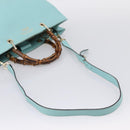 GUCCI Bamboo Hand Bag Leather 2way Light Blue Gold 323660 Auth LN229A-9