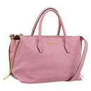 Miu Miu Hand Bag Leather 2way Pink Gold Auth LN232-1