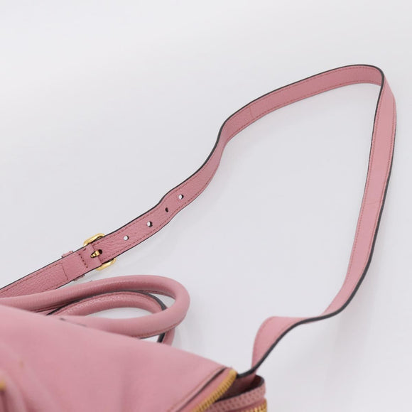 Miu Miu Hand Bag Leather 2way Pink Gold Auth LN232