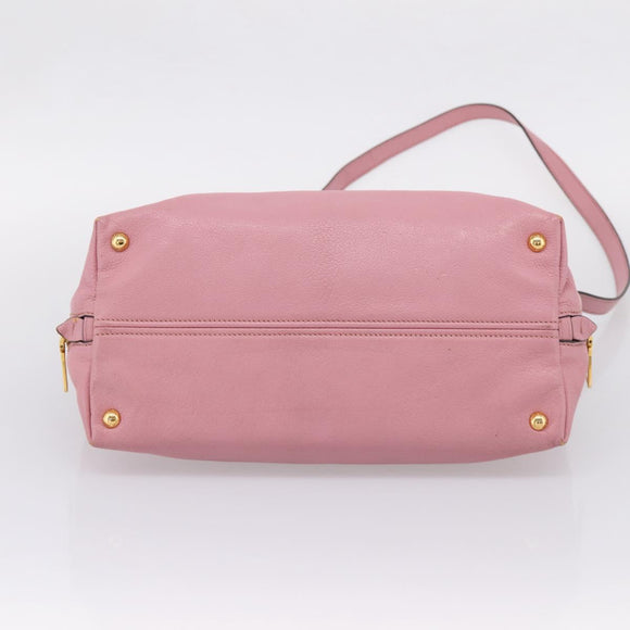 Miu Miu Hand Bag Leather 2way Pink Gold Auth LN232