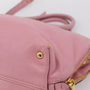 Miu Miu Hand Bag Leather 2way Pink Gold Auth LN232-12