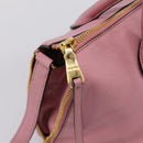 Miu Miu Hand Bag Leather 2way Pink Gold Auth LN232-17