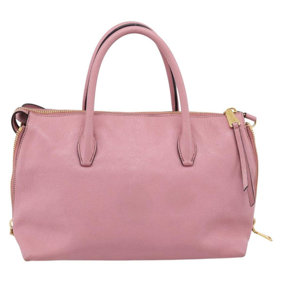 Miu Miu Hand Bag Leather 2way Pink Gold Auth LN232