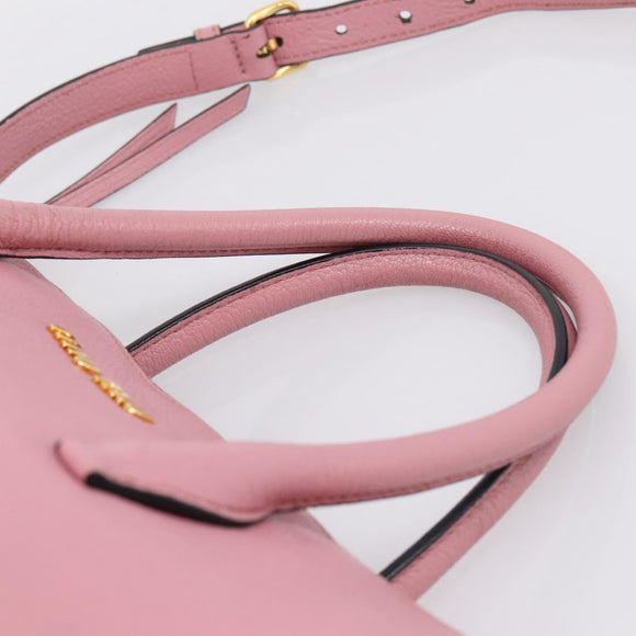 Miu Miu Hand Bag Leather 2way Pink Gold Auth LN232
