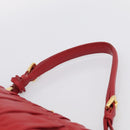PRADA Gathered Hand Bag Leather Red Gold Auth LN233-10