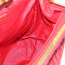 PRADA Gathered Hand Bag Leather Red Gold Auth LN233-21