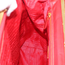 PRADA Gathered Hand Bag Leather Red Gold Auth LN233-22