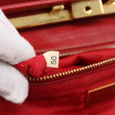 PRADA Gathered Hand Bag Leather Red Gold Auth LN233-25