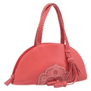 LOEWE Hand Bag Leather Red Silver Auth LN234V-1