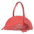 LOEWE Hand Bag Leather Red Silver Auth LN234V-13