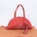 LOEWE Hand Bag Leather Red Silver Auth LN234V-12