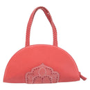 LOEWE Hand Bag Leather Red Silver Auth LN234V-2