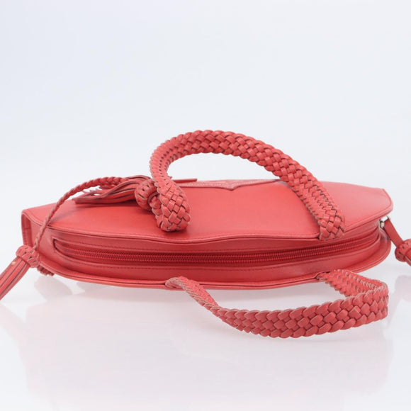 LOEWE Hand Bag Leather Red Silver Auth LN234V