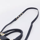 Miu Miu Madras Hand Bag Leather 2way Navy Gold Auth LN235-10