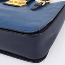 Miu Miu Madras Hand Bag Leather 2way Navy Gold Auth LN235-12