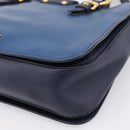 Miu Miu Madras Hand Bag Leather 2way Navy Gold Auth LN235-14