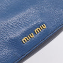Miu Miu Madras Hand Bag Leather 2way Navy Gold Auth LN235-16