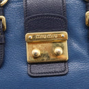Miu Miu Madras Hand Bag Leather 2way Navy Gold Auth LN235-17