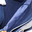 Miu Miu Madras Hand Bag Leather 2way Navy Gold Auth LN235-11