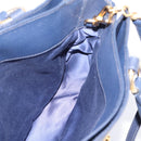 Miu Miu Madras Hand Bag Leather 2way Navy Gold Auth LN235-20