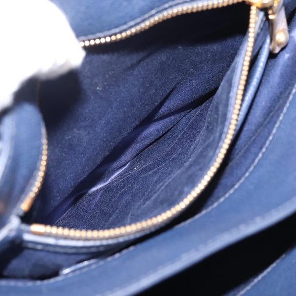 Miu Miu Madras Hand Bag Leather 2way Navy Gold Auth LN235