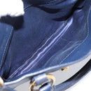 Miu Miu Madras Hand Bag Leather 2way Navy Gold Auth LN235-25