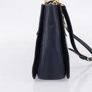 Miu Miu Madras Hand Bag Leather 2way Navy Gold Auth LN235-4