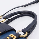 Miu Miu Madras Hand Bag Leather 2way Navy Gold Auth LN235-14