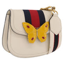 GUCCI Sherry Line Shoulder Bag Leather Ivory Gold Auth LN236V-1