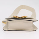 GUCCI Sherry Line Shoulder Bag Leather Ivory Gold Auth LN236V-12