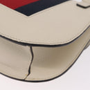 GUCCI Sherry Line Shoulder Bag Leather Ivory Gold Auth LN236V-16