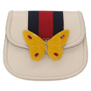 GUCCI Sherry Line Shoulder Bag Leather Ivory Gold Auth LN236V-2