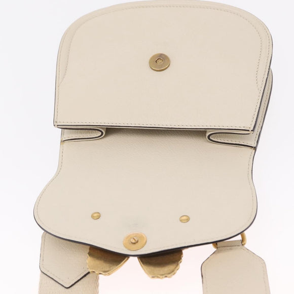 GUCCI Sherry Line Shoulder Bag Leather Ivory Gold Auth LN236V
