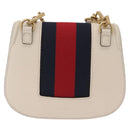 GUCCI Sherry Line Shoulder Bag Leather Ivory Gold Auth LN236V-3