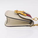 GUCCI Sherry Line Shoulder Bag Leather Ivory Gold Auth LN236V-4