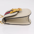 GUCCI Sherry Line Shoulder Bag Leather Ivory Gold Auth LN236V-6