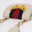 GUCCI Sherry Line Shoulder Bag Leather Ivory Gold Auth LN236V-7