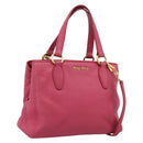 Miu Miu Vitterodino Hand Bag Leather 2way Pink Gold Auth LN239A-1
