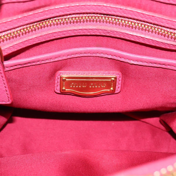 Miu Miu Vitterodino Hand Bag Leather 2way Pink Gold Auth LN239A